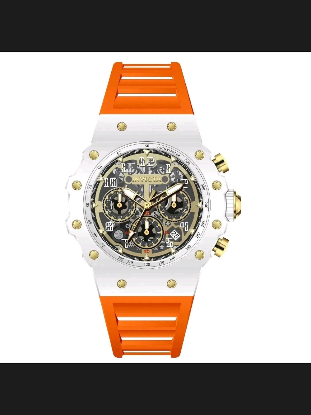 Invicta Orange and White Chronograph Watch 44mm